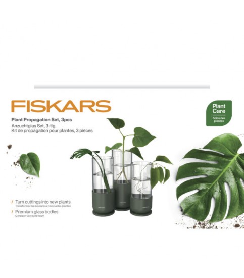 FISKARS Zestaw szklanych pojemników z metalową podstawą 3 szt.