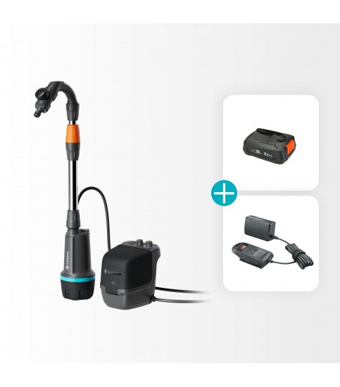 GARDENA Akumulatorowa pompa do deszczówki 2400 ComfortAutomatic 18V P4A - zestaw