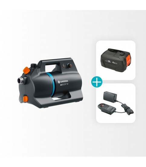 GARDENA Akumulatorowa pompa ogrodowa 3000 Silent 18V P4A - zestaw
